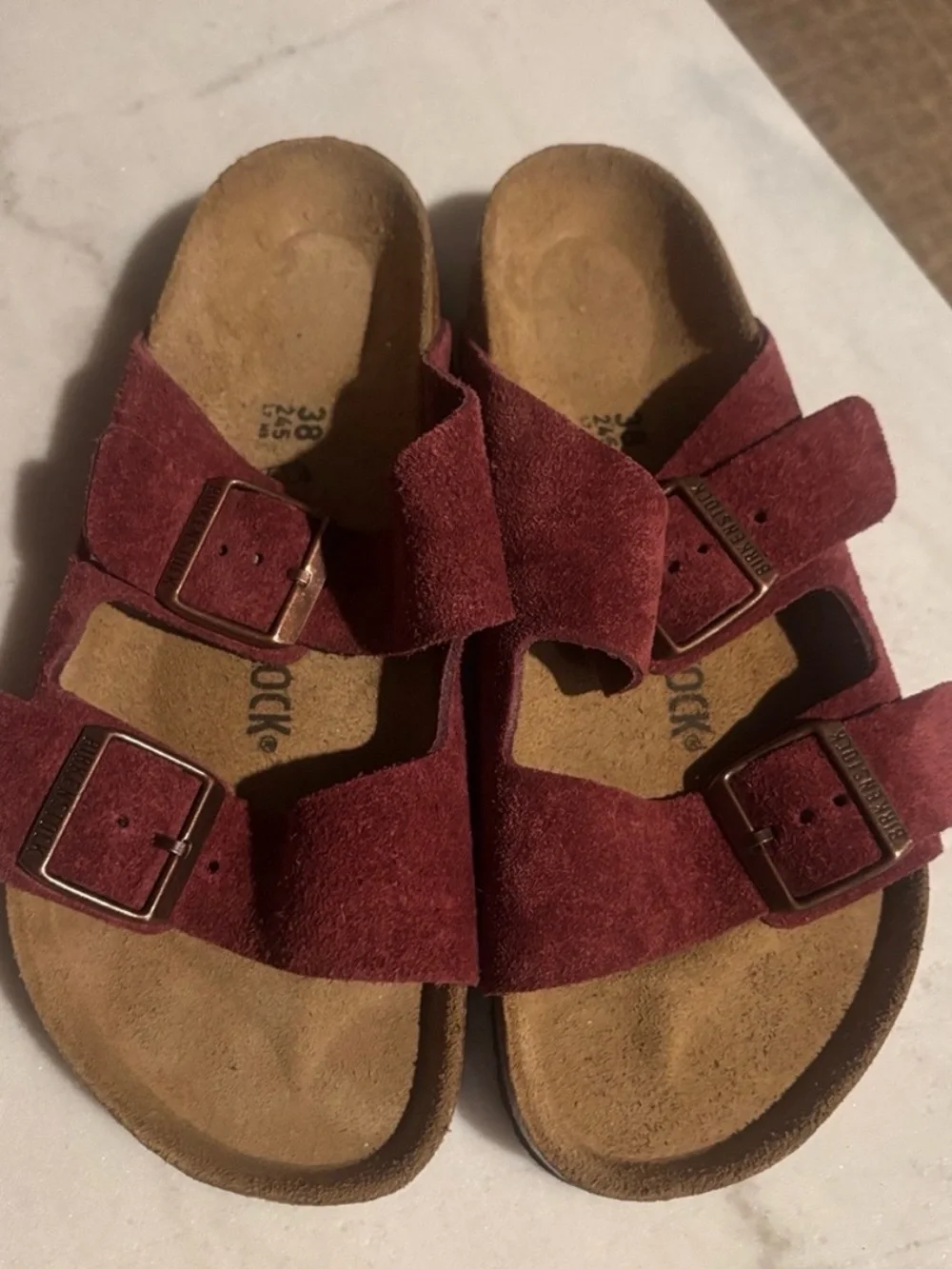 Birkenstock Arizona Slide Sandals in Burgundy women’s size 38